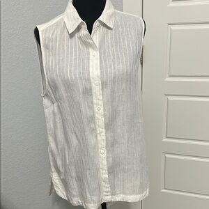 Tommy Bahama White Sleeveless Button Down Shirt